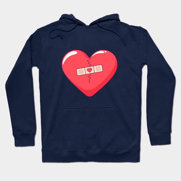 Cracked red heart with restoring patch Hoodie by DmitryMayer